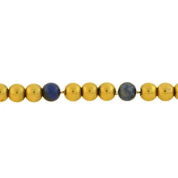 Vintage 14kt Gold   Sodalite Bead Necklace 17.25"