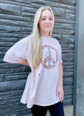 Vintage Rose Distressed Peace Tee ET18578