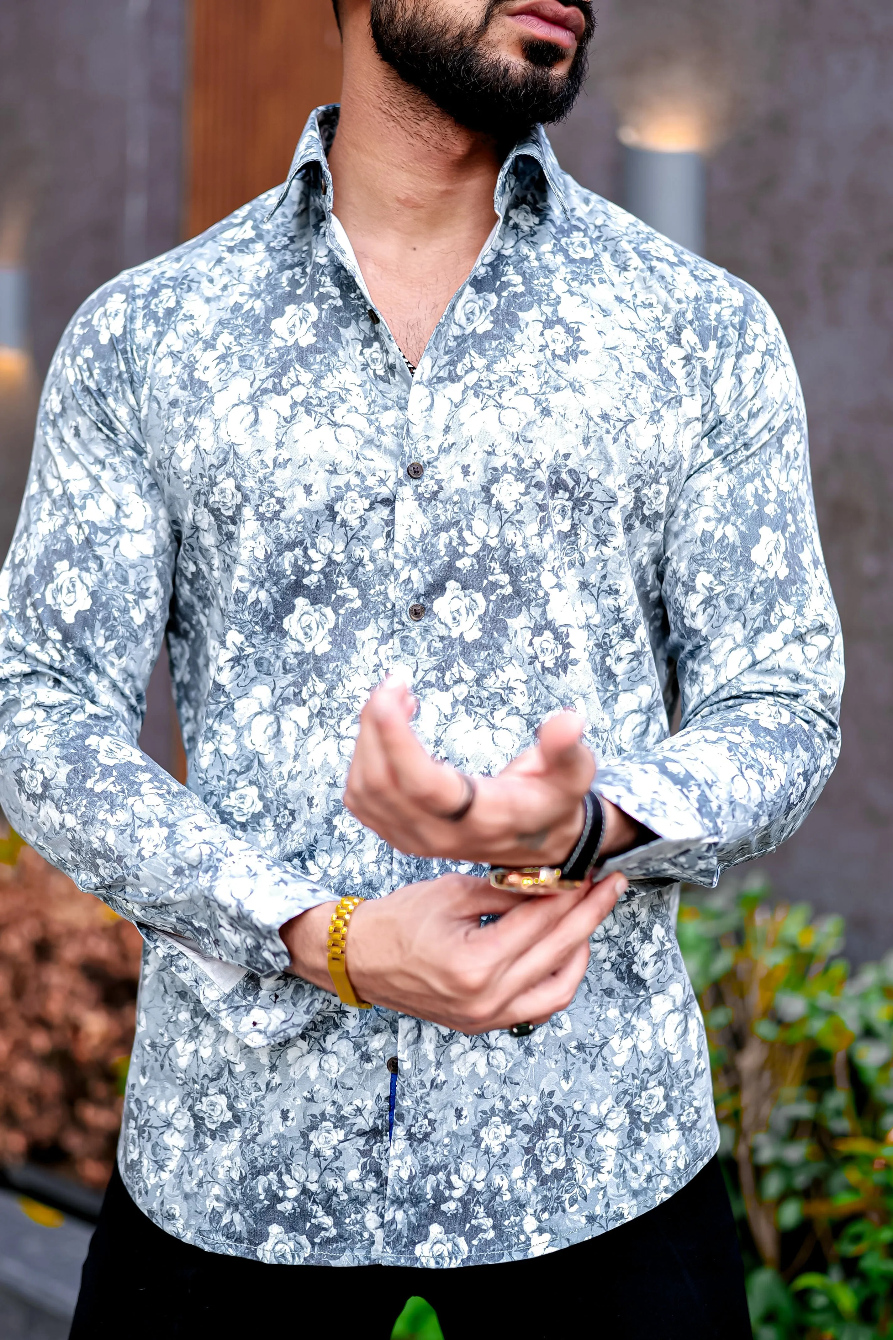 VOZIA Uzek Floral Printed Button-Up Men's Shirt