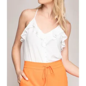 White Wrap Ruffled Cami