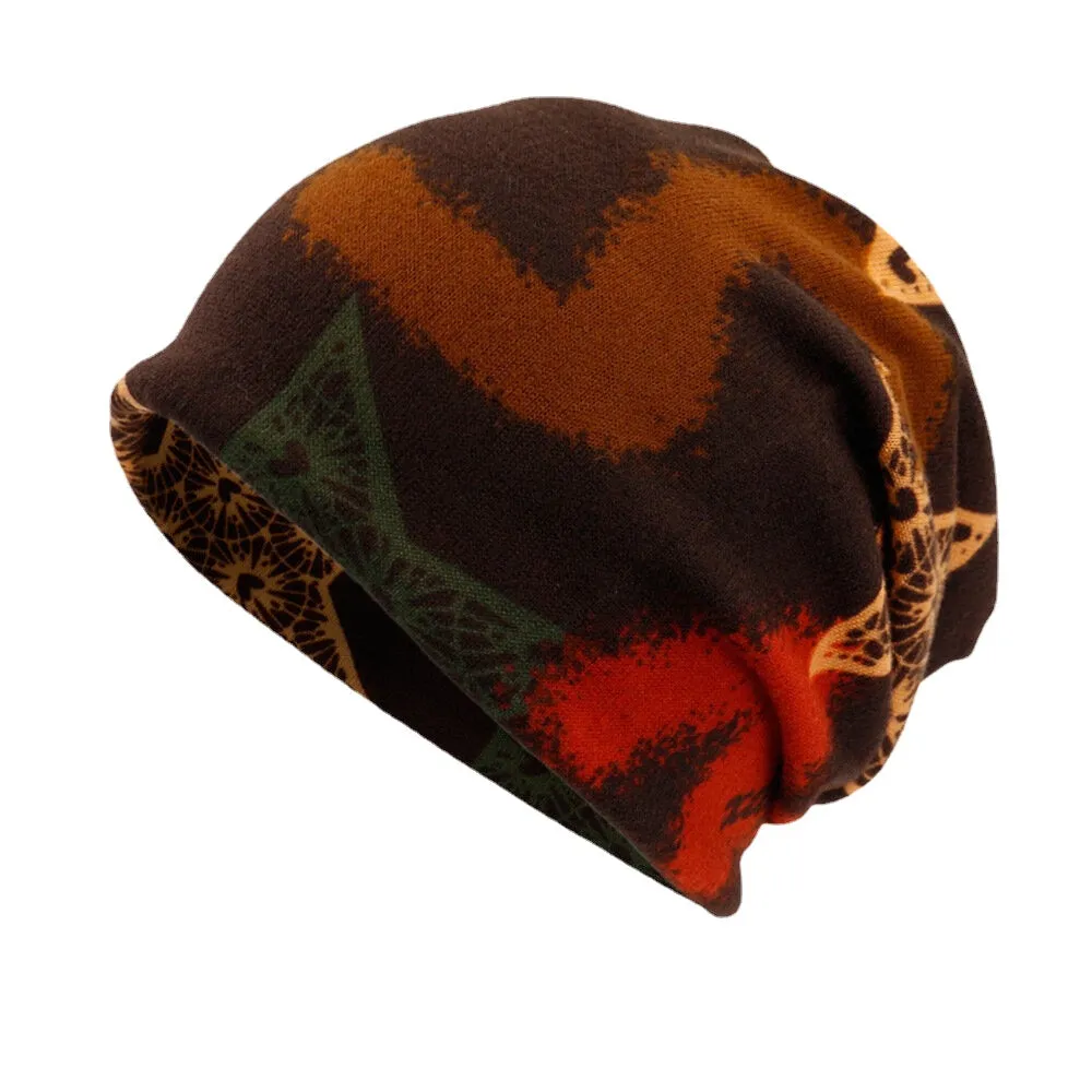 Women Hooded Hat Fashion Printed Dual-use Beanie