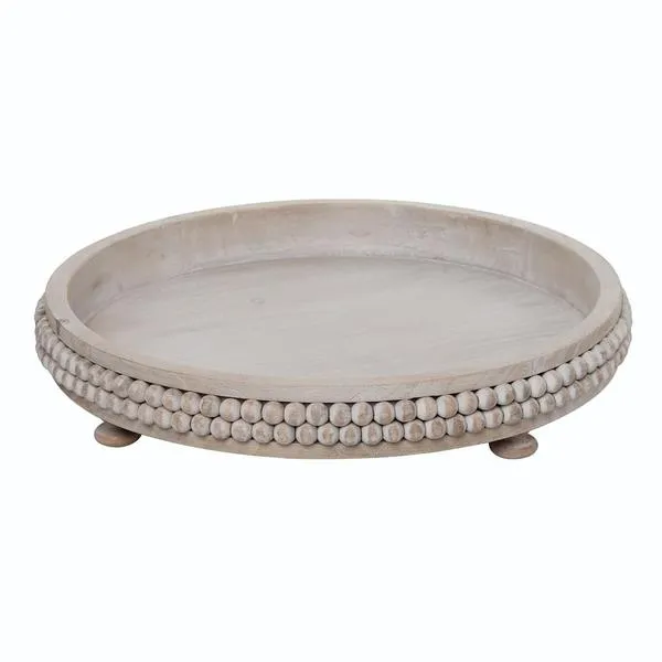 Wood Beaded Tray - Large