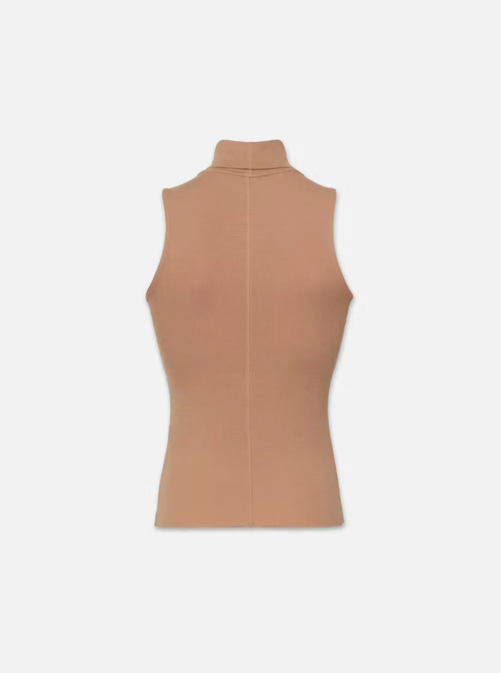 WW23JKT003caml Frame Sleeveless Turtleneck Top